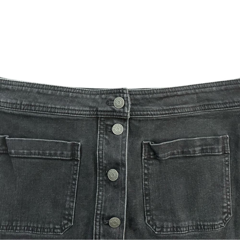 Madewell Stretch Denim A-Line Washed Charcoal Button-Front Mini Skirt - Picture 3 of 6